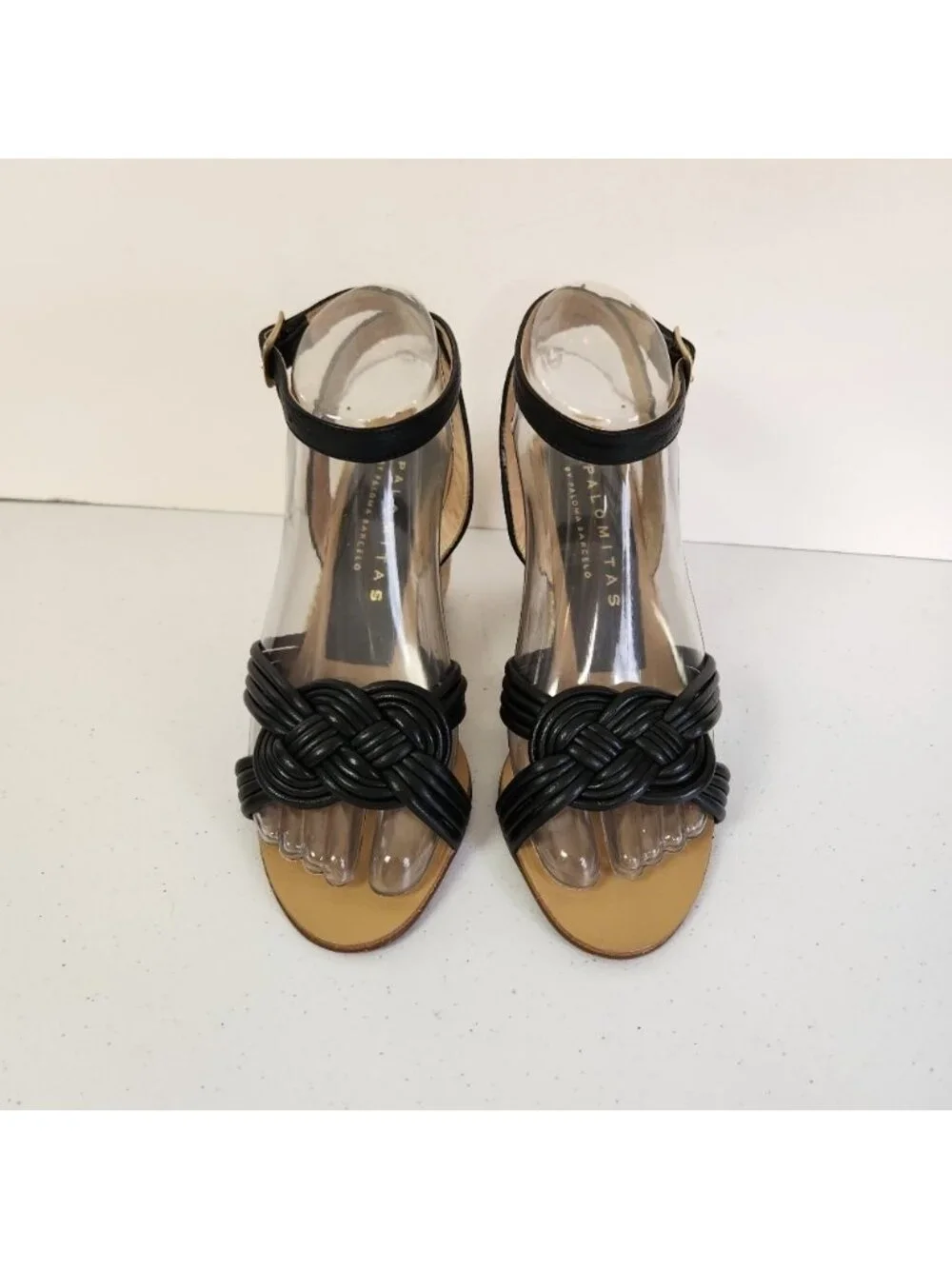 Palomitas by Paloma Barcelo Black Knot Sandals Shoes Wedge Heels Open Toe 36 6